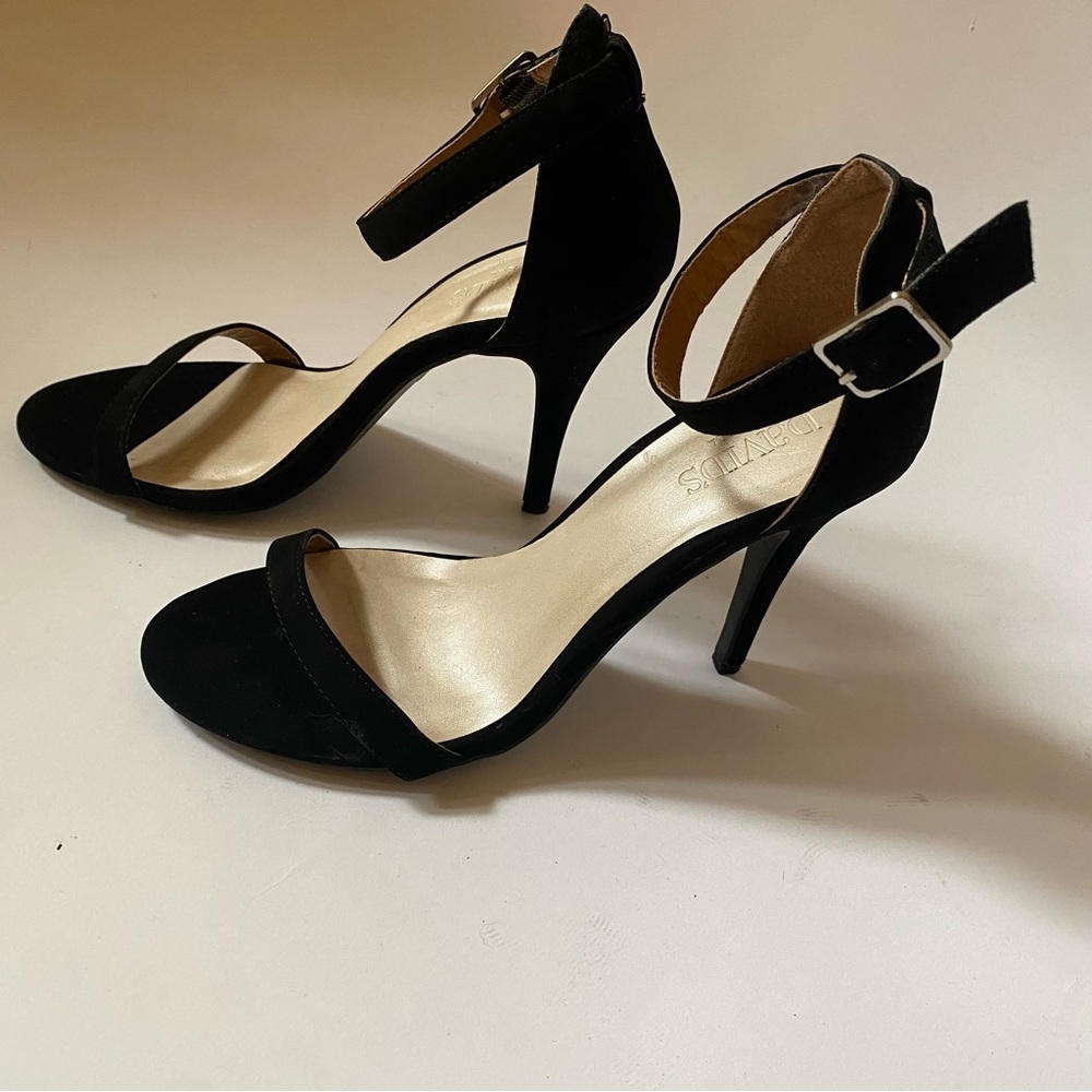 David’s Bridal Black Suede Open Toe Heels Size 9 #176